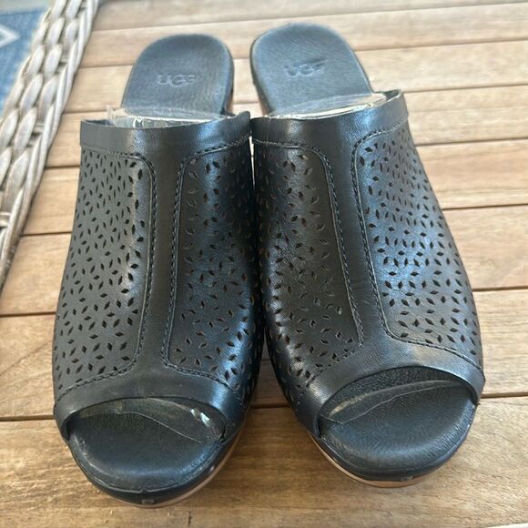 Ugg Australia Ansel Black Leather Clogs 10 NWOT - Picture 2 of 10